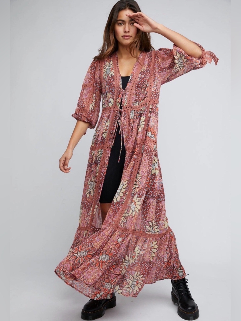 NEW  Free People Intimately Grasslands Chiffon Robe Kimono Duster M/L